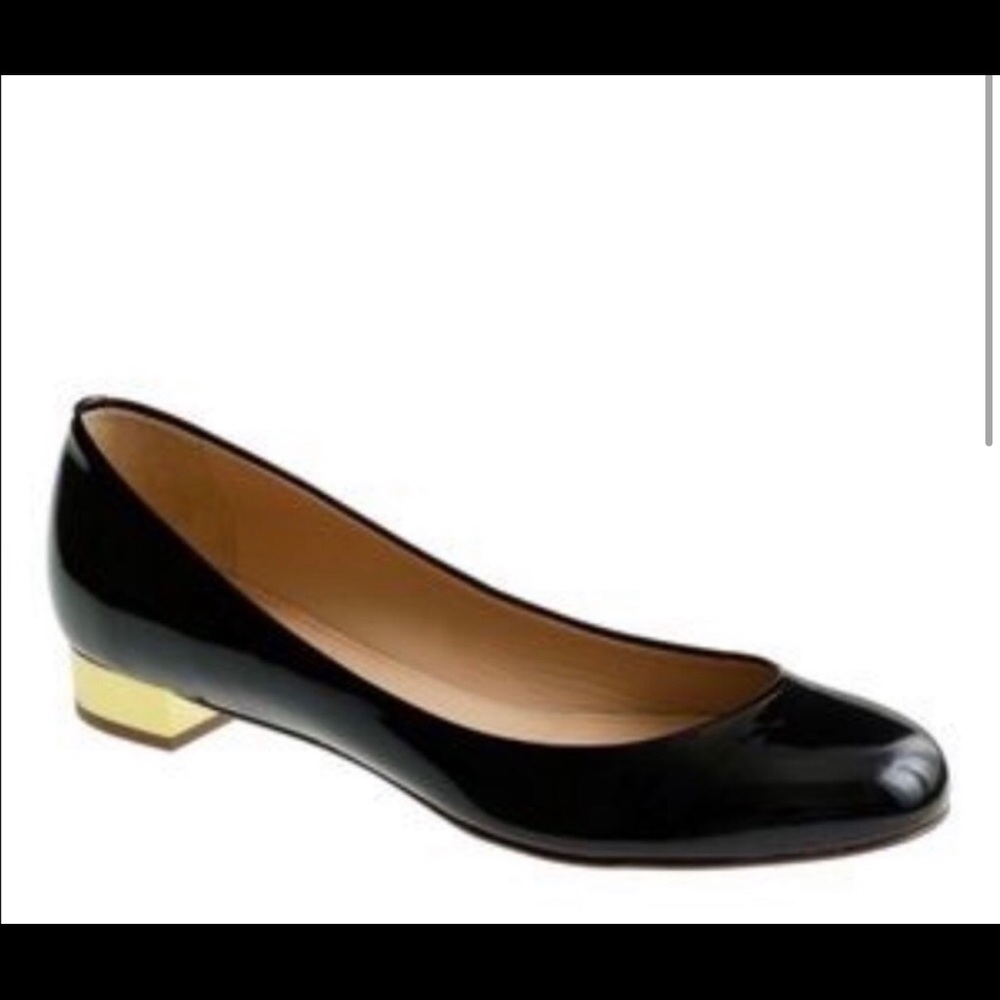 J. Crew Shoe Harper Patent Leather Gold Heel Pump 7.5